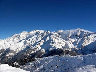 Panorama sur le massif du Mt blanc depuis les pistes.