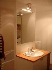 La salle de bains avec baignoire-douche