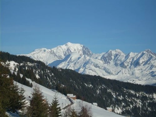 vue de la terrase sur le Mont Blanc